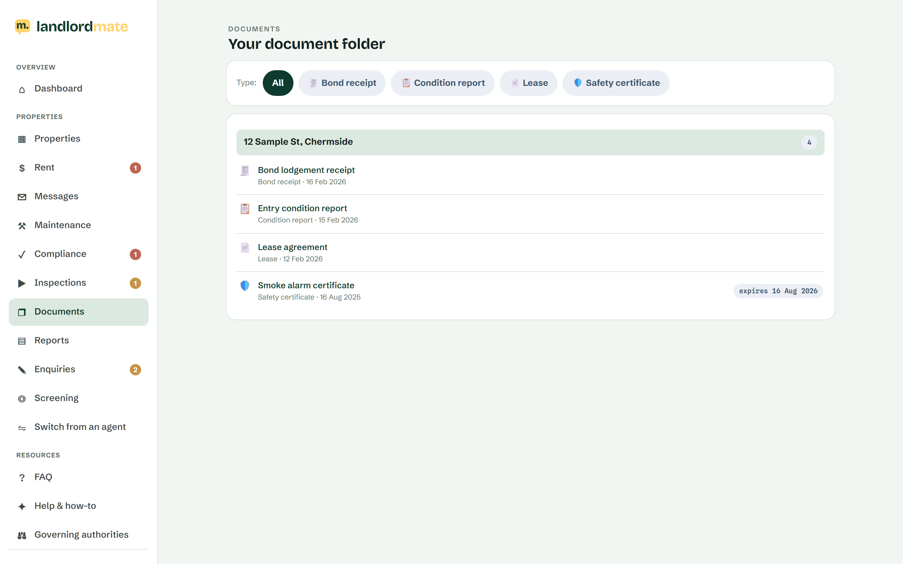 Leases & documents in LandlordMate