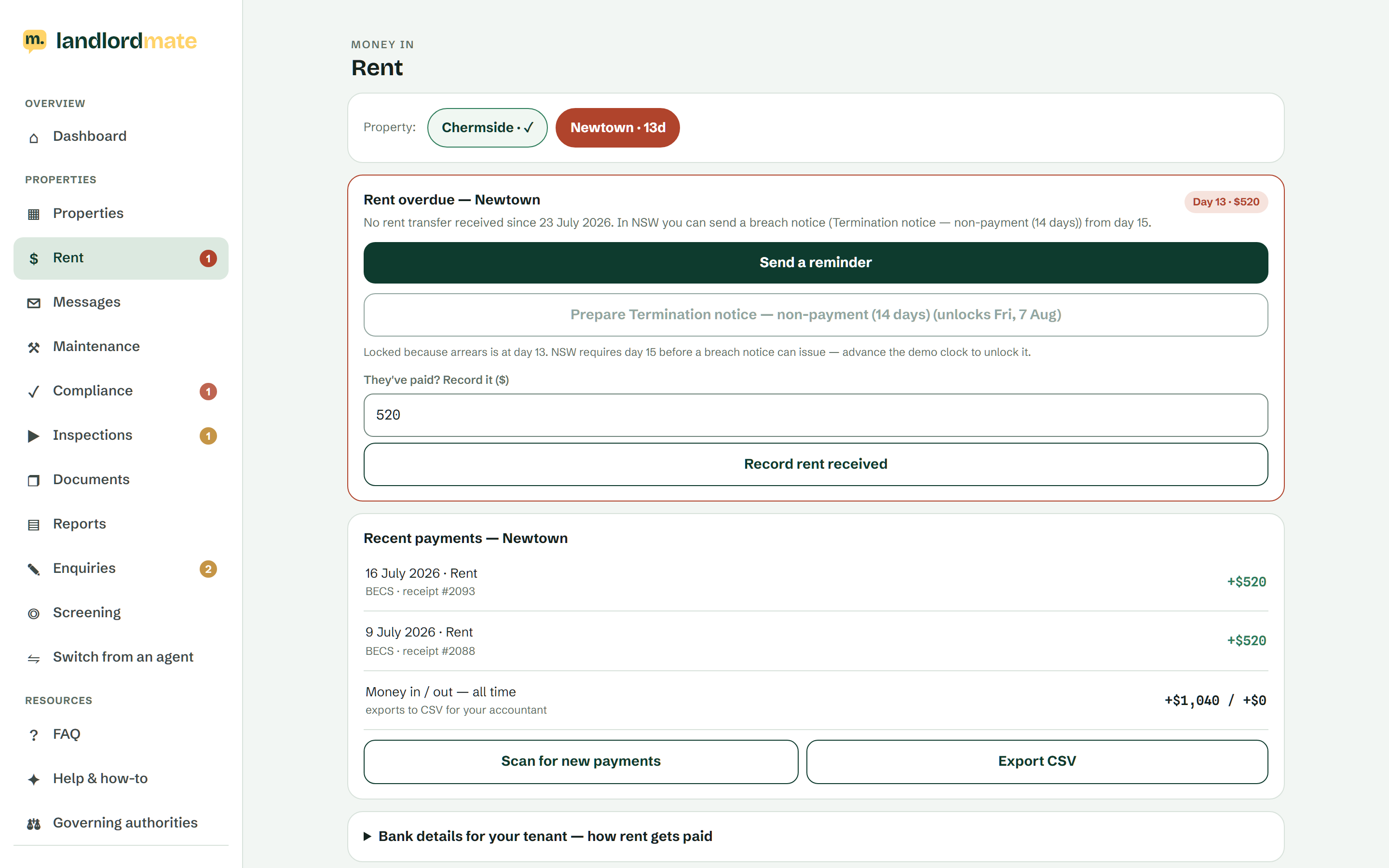 Rent in LandlordMate