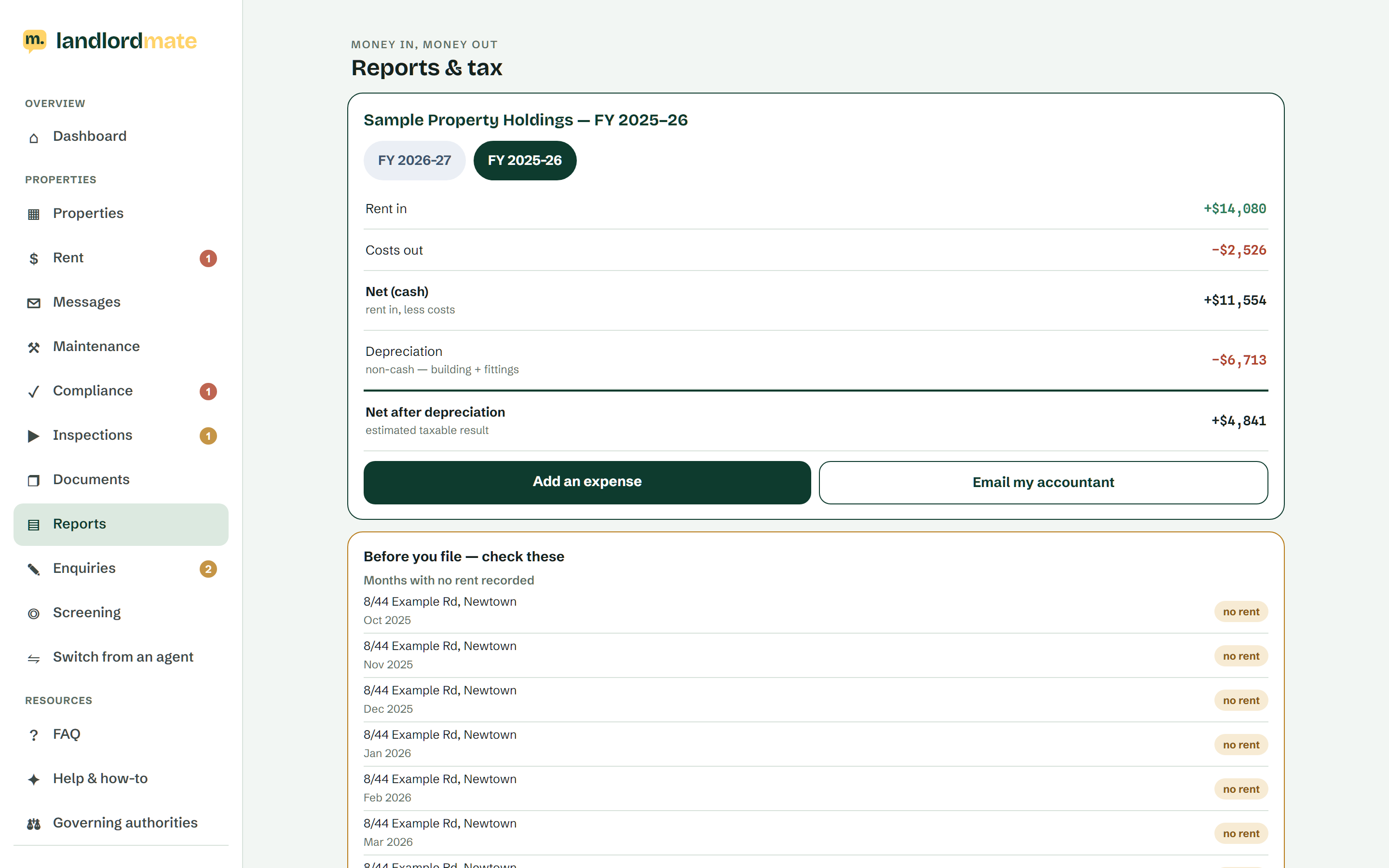 Tax & EOFY in LandlordMate
